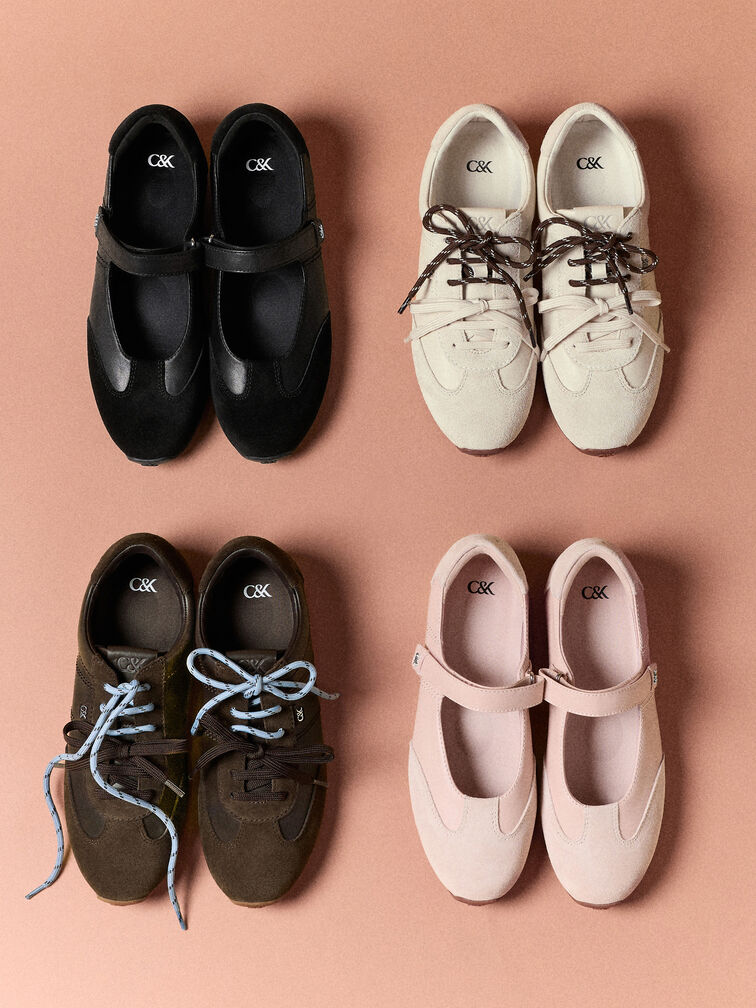 Jace Leather & Suede Mary Jane Sneakers, Black, hi-res