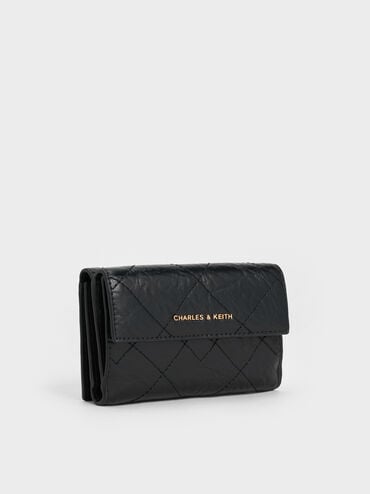 Duo Quilted Fold-Over Wallet, Black, hi-res