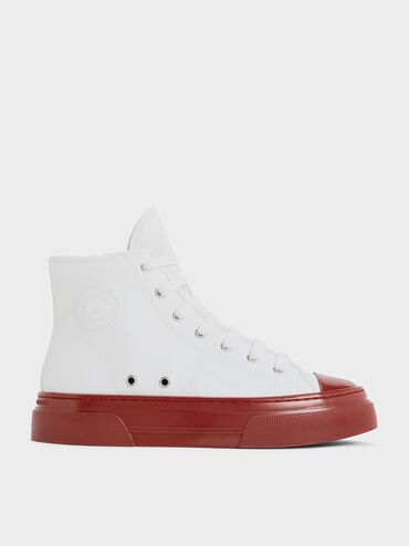 Kay Two-Tone High-Top Sneakers, Red, hi-res