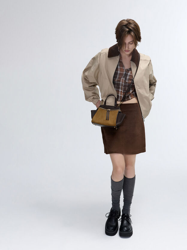 Pansy Two-Tone Trapeze Top Handle Bag, Sahara Sand, hi-res