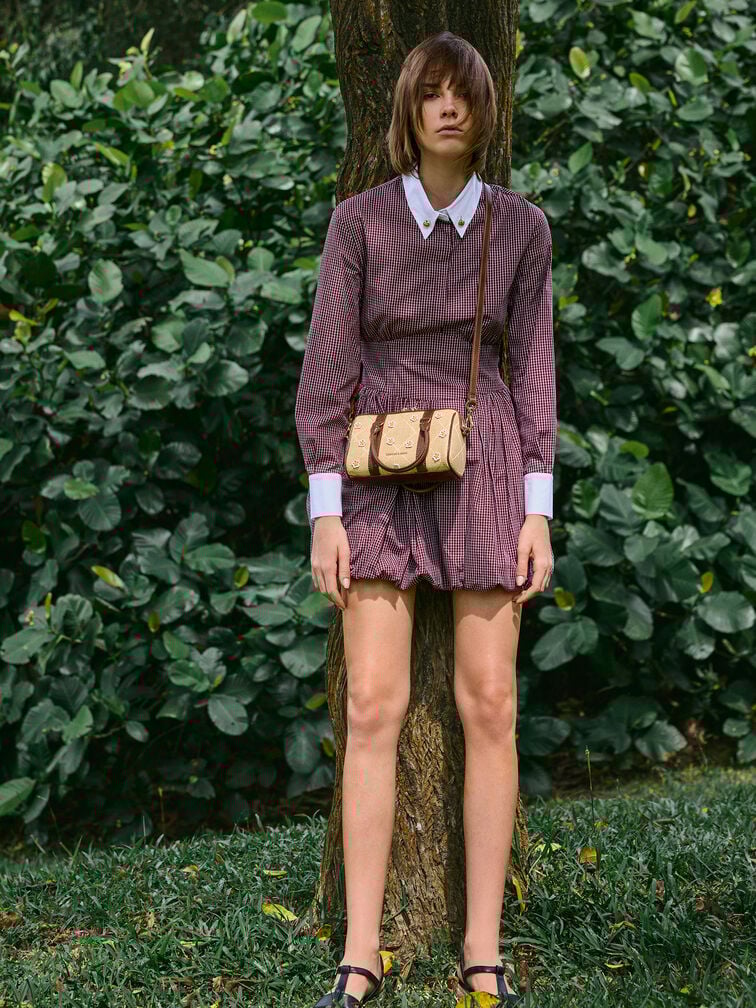 Philomena Raffia Flower Bowling Bag, Beige, hi-res