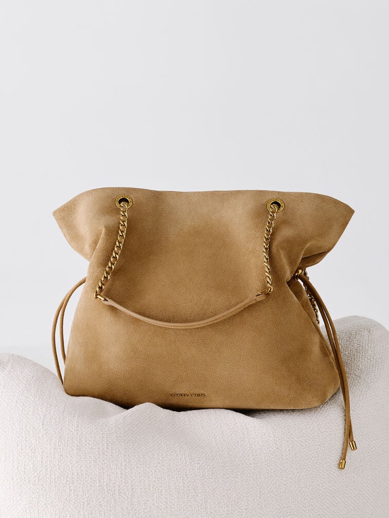 Arya Braided-Chain Tote Bag, Sahara Sand, hi-res