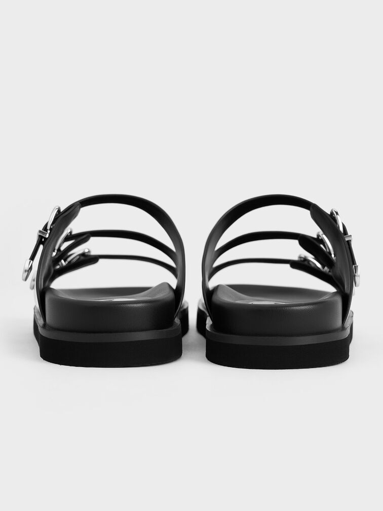 Samala Buckled Triple-Strap Sandals, Black Box, hi-res