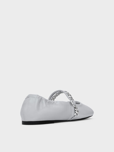 Georgie Chain Mary Jane Flats, Light Grey, hi-res