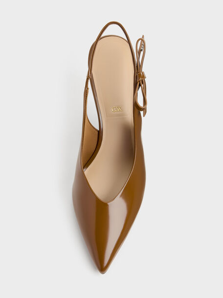 Anastasia Leather Slingback Pumps, Brown, hi-res
