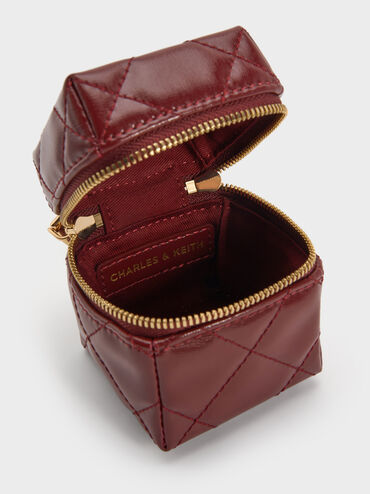 Janie Quilted Micro Bag, Burgundy, hi-res