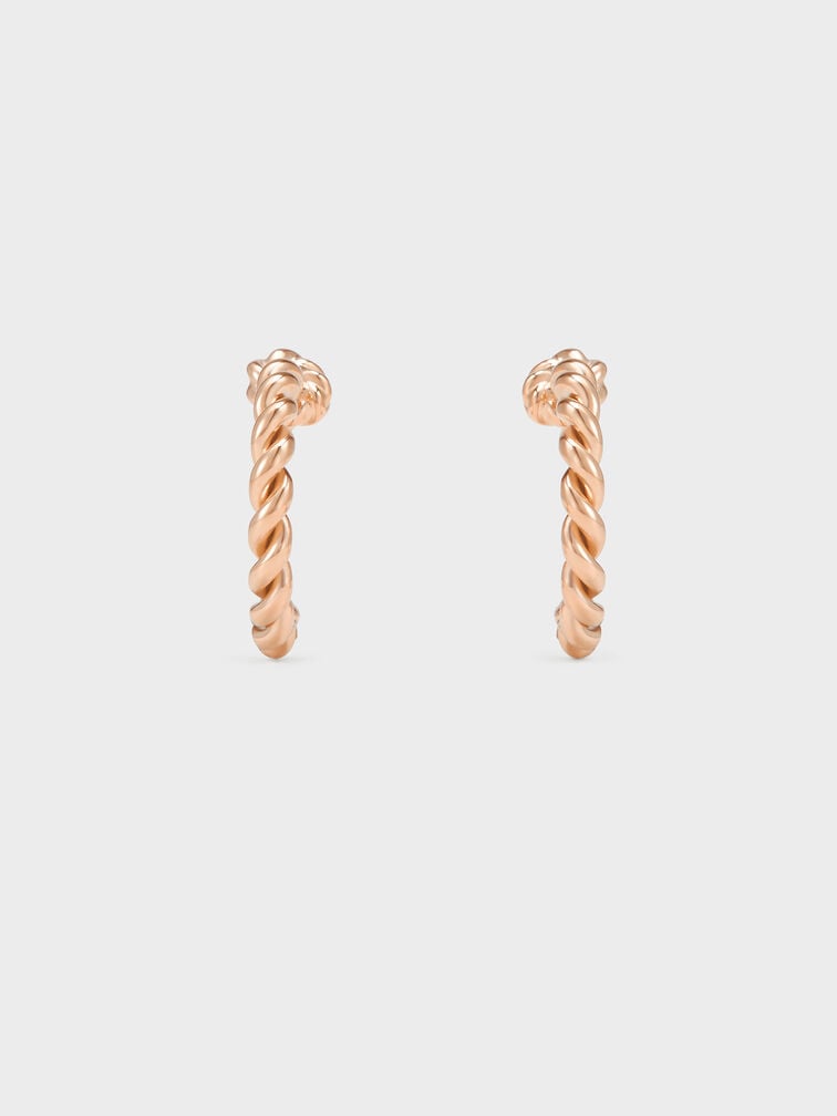 Sable Rope-Knot Hoop Earrings, Rose Gold, hi-res
