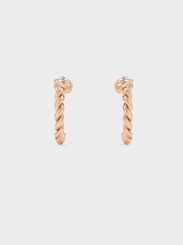 Sable Rope-Knot Hoop Earrings, Rose Gold, hi-res
