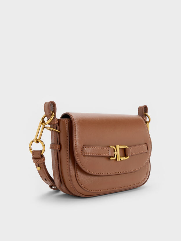 Gwynne Metallic-Accent Crossbody Bag, Chocolate, hi-res