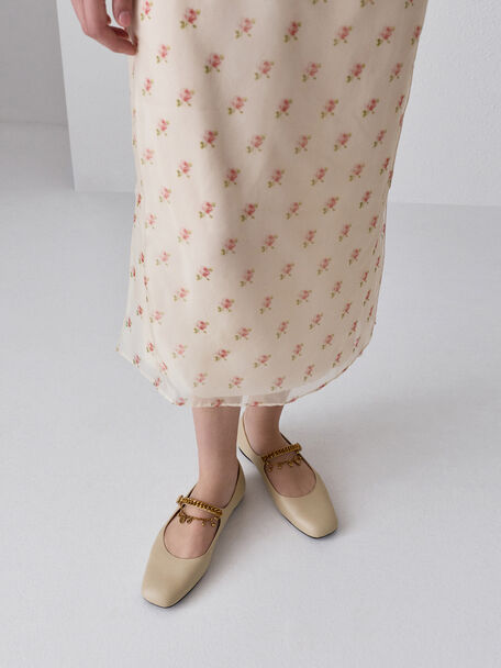 Double-Chain Charm Mary Jane Flats, Chalk, hi-res