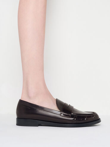 Ruched Penny Loafers, Burgundy, hi-res