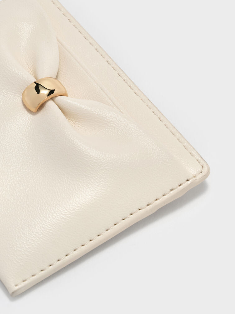 Halsey Ruched Card Holder, Cream, hi-res