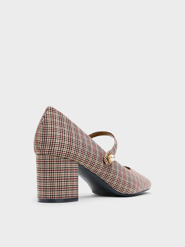 Marie Checkered Pearl Mary Jane Pumps, Multi, hi-res