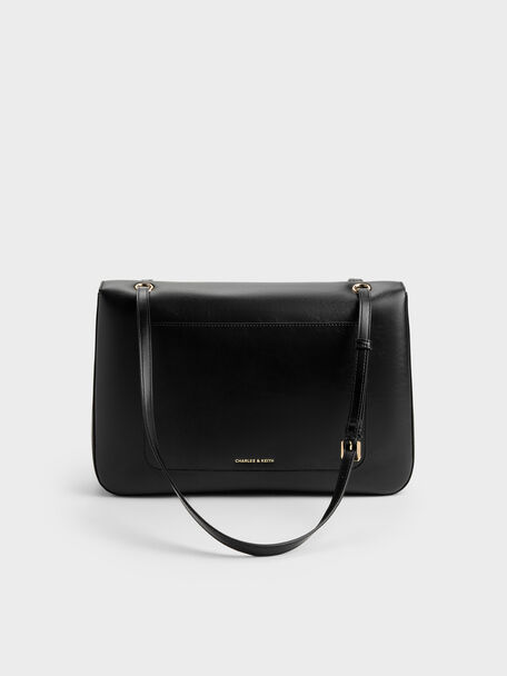Connie Quilted Shoulder Bag, Black, hi-res