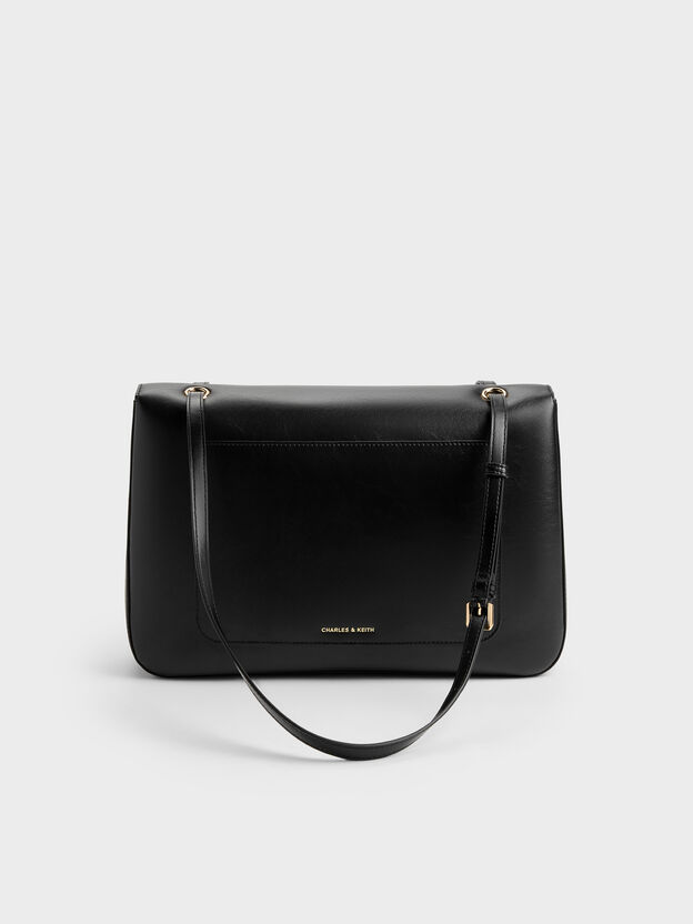 Connie Quilted Shoulder Bag, Black, hi-res