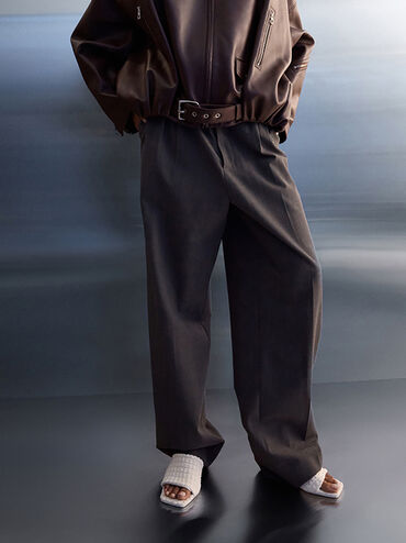 Loren Textured Kitten-Heel Mules, Chalk, hi-res