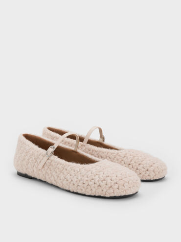 Crochet Mary Jane Flats, Chalk, hi-res