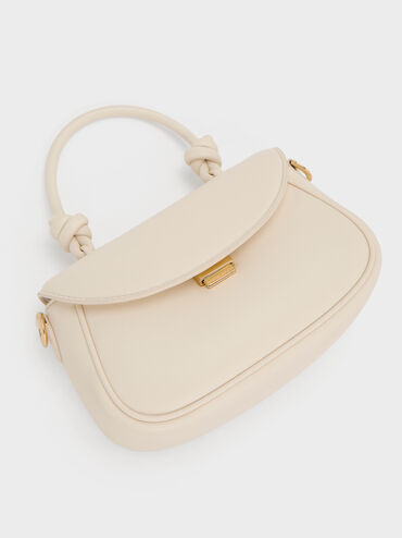 Sammie Knotted-Handle Front-Flap Bag, Cream, hi-res