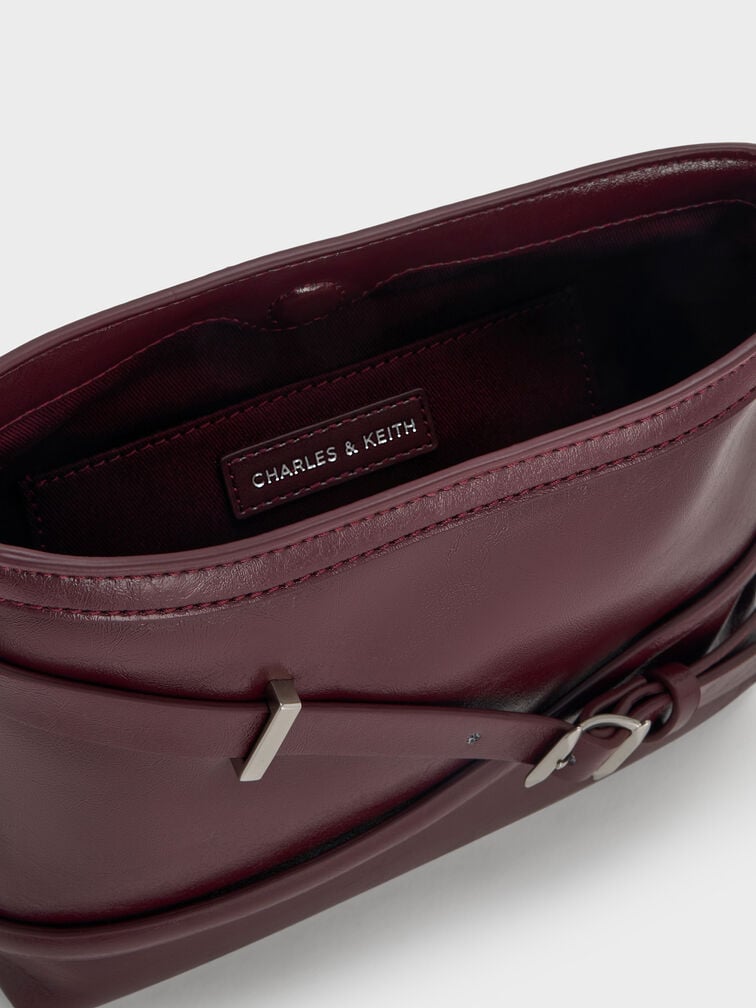 Bryna Buckled-Strap Crossbody Bag, Wineberry Red, hi-res