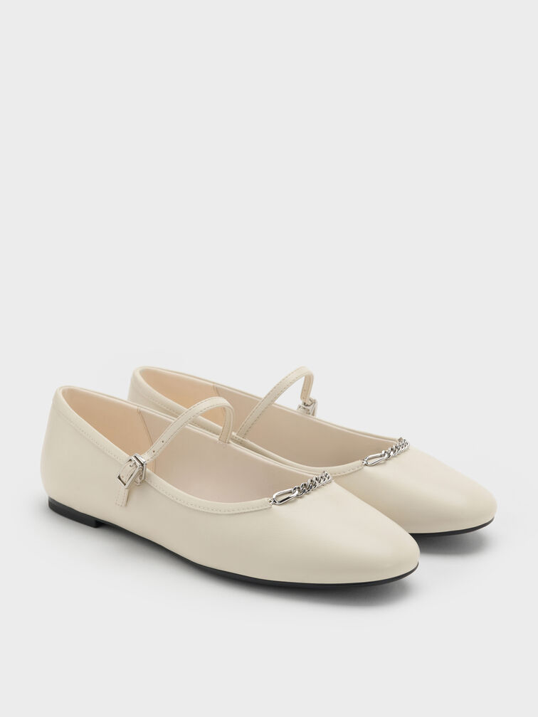 Shila Chain Mary Jane Flats, Chalk, hi-res