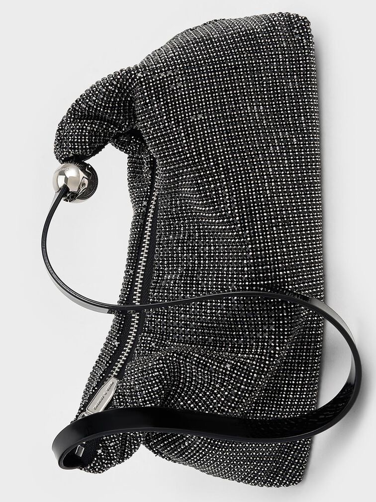 Patent Crystal-Embellished Two-Way Bag, Noir, hi-res