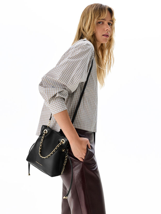 Arya Braided-Chain Crossbody Bag, Black, hi-res