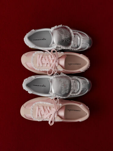 Louise Lace-Trim Sneakers, Light Pink, hi-res