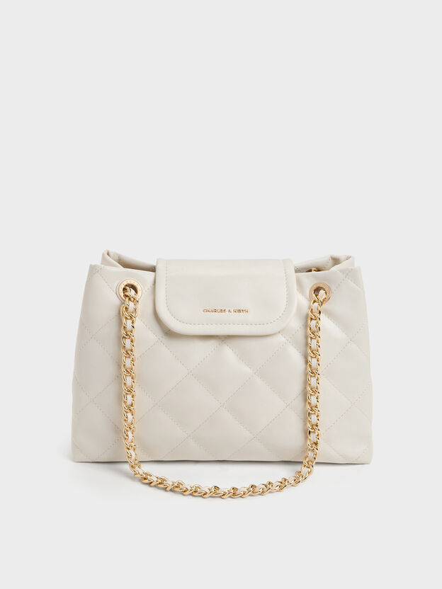Apfra Quilted Shoulder Bag, Cream, hi-res