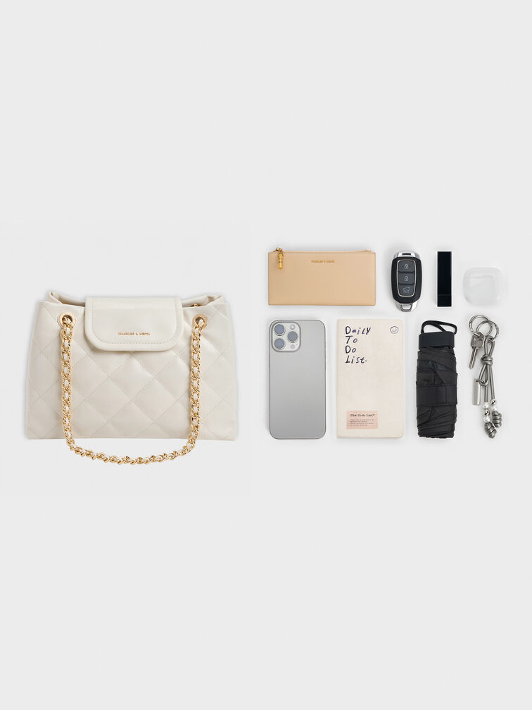 Apfra Quilted Shoulder Bag, Cream, hi-res