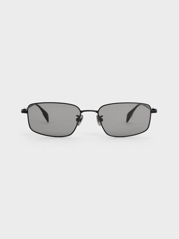 Inara Metallic-Rim Sunglasses, Black, hi-res