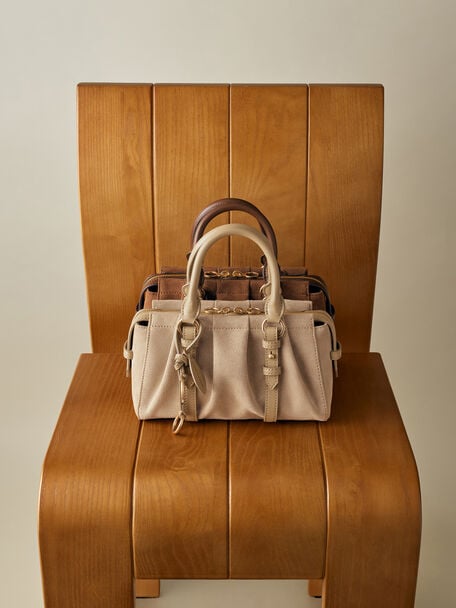 Britton Recycled Suede Top Handle Tote Bag, Mocha Brown, hi-res