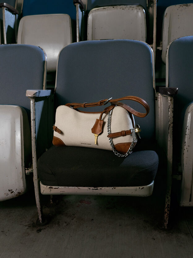 Delfina Canvas Chain Side-Belt Shoulder Bag, Multi, hi-res