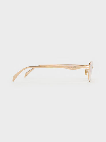 Celestia Metal-Rim Tinted Rectangular Sunglasses, Light Gold, hi-res