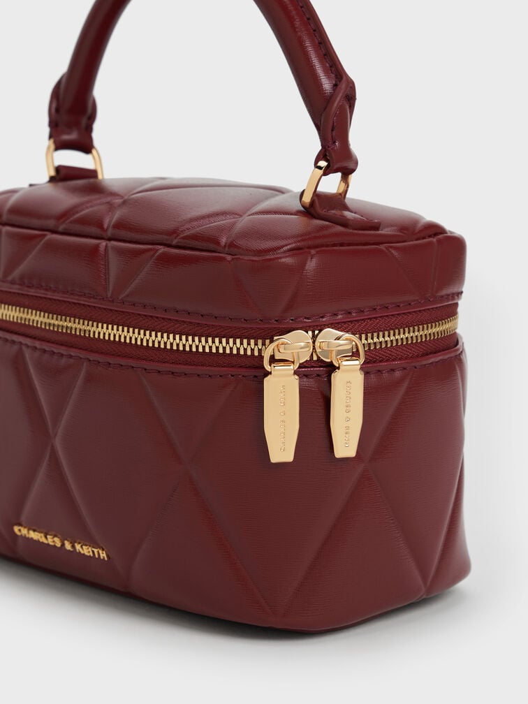 Arwen Quilted Top Handle Vanity Bag, Burgundy, hi-res
