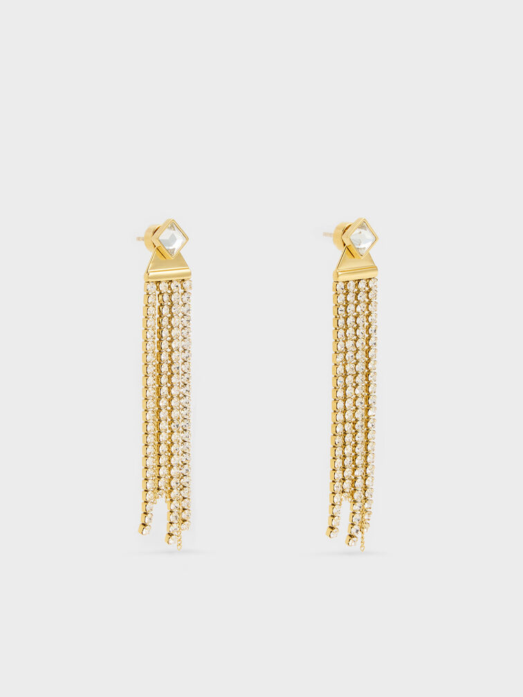 Quincy Crystal Drop Earrings, Gold, hi-res