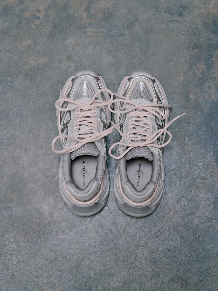 Gaskell Mesh Chunky Sneakers, Light Pink, hi-res