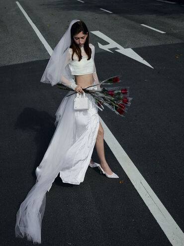 Tayari Embroidered-Mesh Slingback Pumps, White, hi-res