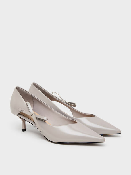 Anastasia Leather Kitten Heels, Grey, hi-res