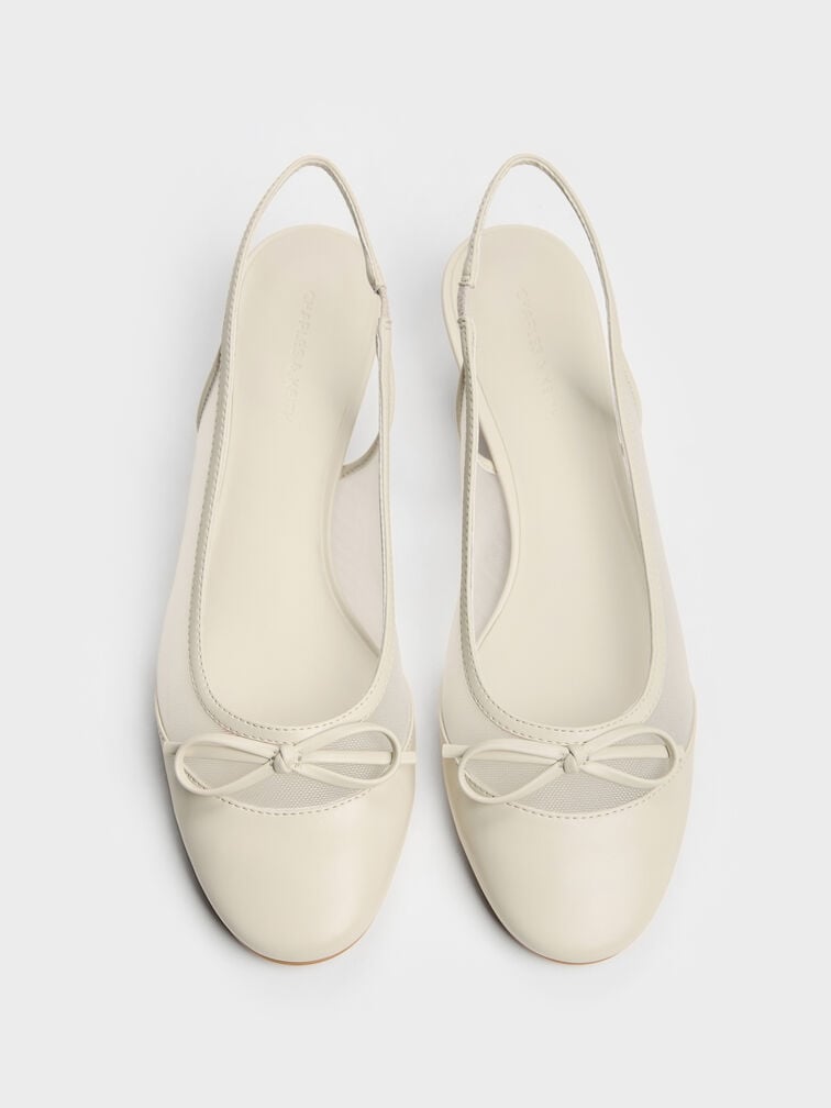 Mulligan Mesh Bow Slingback Pumps, Chalk, hi-res