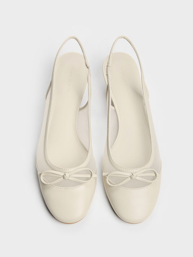 Mulligan Mesh Bow Slingback Pumps, Chalk, hi-res