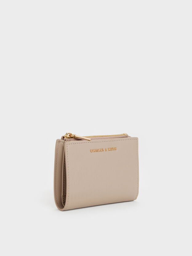 Harmonee Top-Zip Small Wallet, Taupe, hi-res
