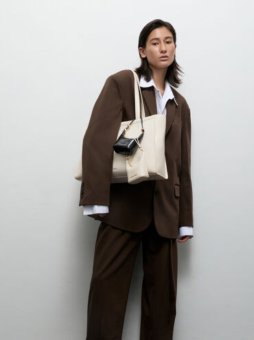 Micro Augustine Eel-Effect Chain-Handle Bag, Black, hi-res