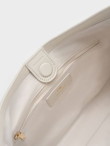 Gabine Leather Belted Hobo Bag, Eggshell Cream, hi-res