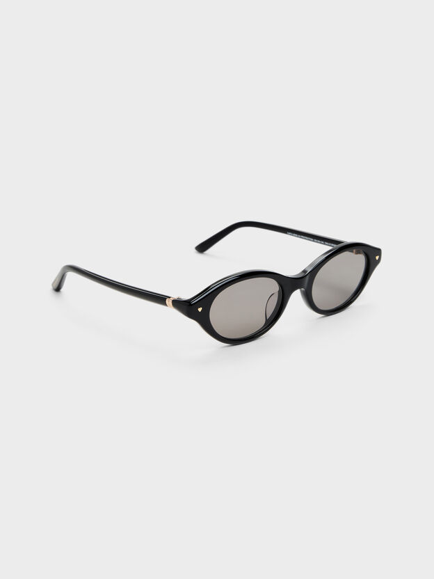 Pecola Oval Sunglasses, Black, hi-res