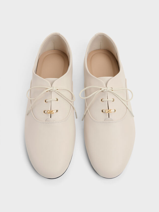 Pippa Leather Derby Flats, Chalk, hi-res