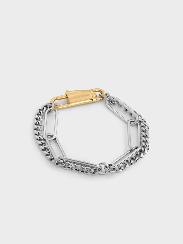 Delfina Two-Tone Double-Chain Bracelet, Multi, hi-res