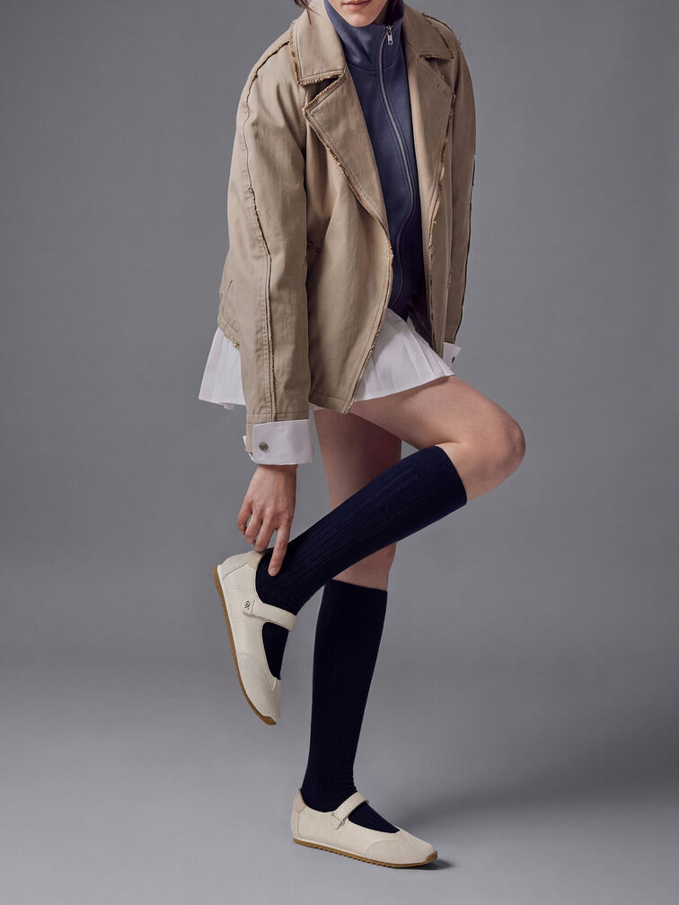 Jace Leather & Suede Mary Jane Sneakers, Chalk, hi-res