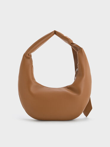 Toni Knotted Crescent Hobo Bag, Chocolate, hi-res