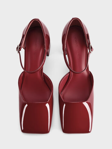 Patricia Patent Square-Toe D'Orsay Pumps, Burgundy, hi-res