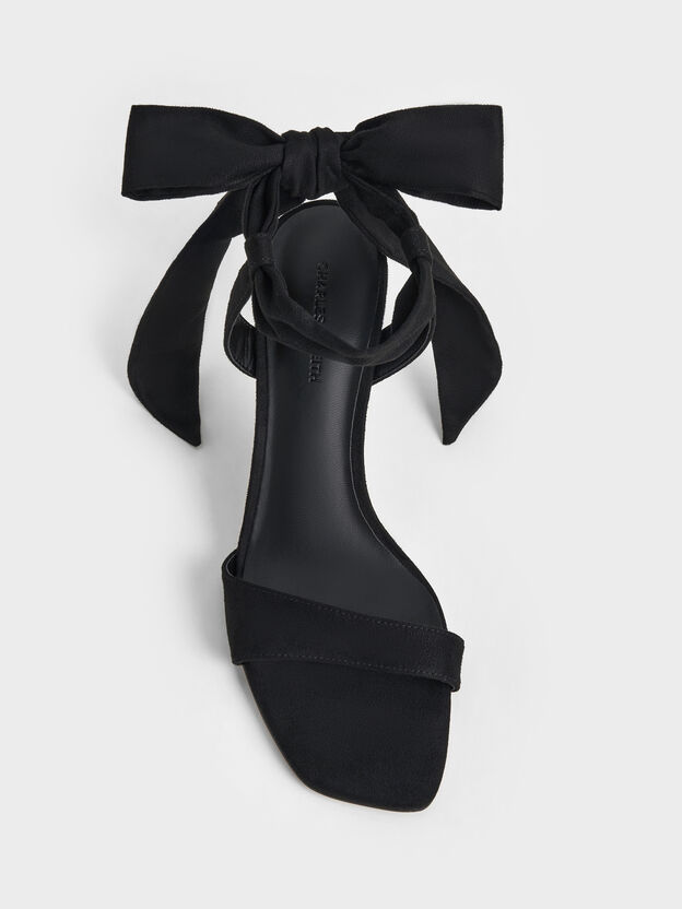 Eliana Textured Tie-Around Heeled Sandals, Black Textured, hi-res